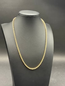14K Yellow Gold 17" Italian Rope Chain Necklace