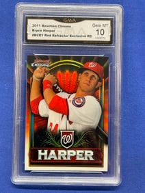 2011 Bowman Chrome Bryce Harper #BCE1 Red Refractor Exclusive RC GMA Gem Mint 10