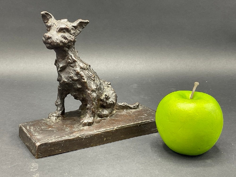 Edith B. Parsons Single Bronze Seated Terrier Dog Bookend (1 of 5)
