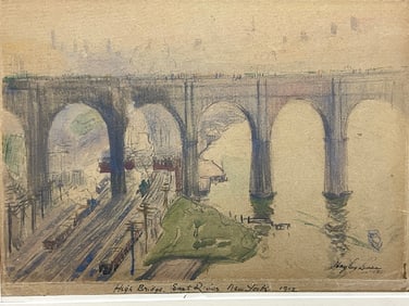 Richard Hayley Lever (American, 1876-1958) 1912 NYC Watercolor