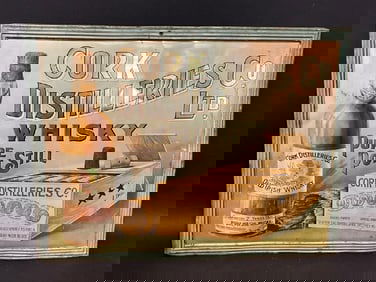 Vintage Cork Distilleries Co. Pure Pot Still Whiskey Tin Sign