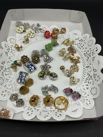 Twenty (20) Pairs Vintage Costume Jewelry Clip on Earrings