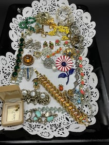 Compiled Assorted Vintage Costume Jewelry Tray Lot