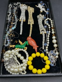 Compiled Vintage Costume Jewelry Tray Lot