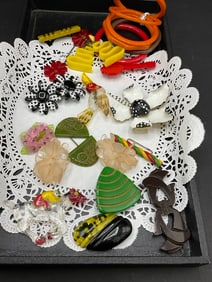 Vintage Plastic, Lucite, Bakelite and Enameled Jewelry Group