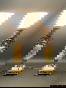 A Pair, Onyx Urn Form Table Lamps