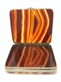 Art Deco 1920's  Sterling Silver  & Agate Compact