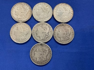 Seven (7) 1921 U.S. Morgan Silver Dollars