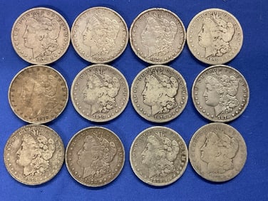 Twelve (12) 1878 U.S. Morgan Silver Dollars