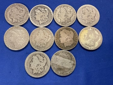 Lot of 10 U.S. Morgan Silver Dollars  1881 and 1882