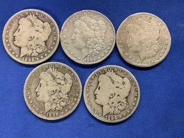 Five (5) 1896 U.S. Morgan Silver Dollars