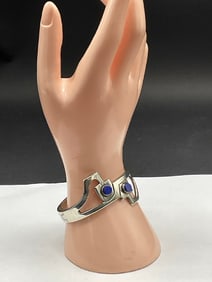 Vintage Mexican Taxco Sterling Silver Lapis Bracelet