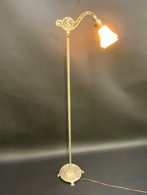 Art Deco Floor Lamp with Seahorse and Pulled Feather Shade