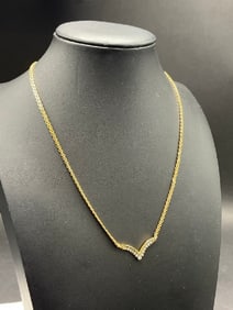 14K Gold Yellow Gold and Diamond Necklace