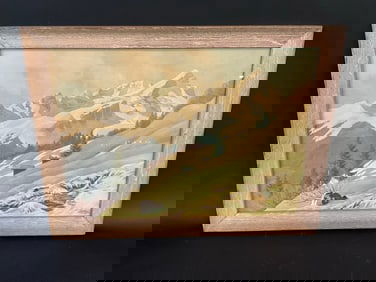 Carl Kessler (1876-1968) Mountainside Landscape Watercolor