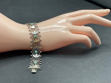 Vintage Sterling Turquoise Bracelet 950