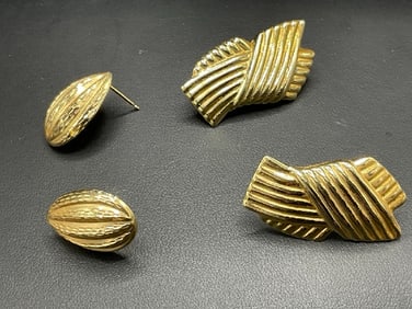 Two (2) Pairs 14K Gold Earrings