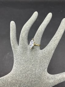 Huge CZ Diamond 14K Yellow Gold Ring