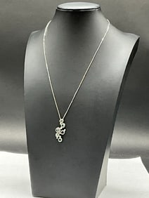 14K White Gold Gemstone Necklace