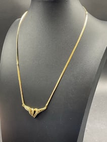 10K Diamond Double Heart Necklace