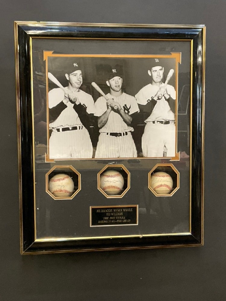 Three (3) Autographed Baseballs, Dimaggio, Williams,Mantle (1 of 8)