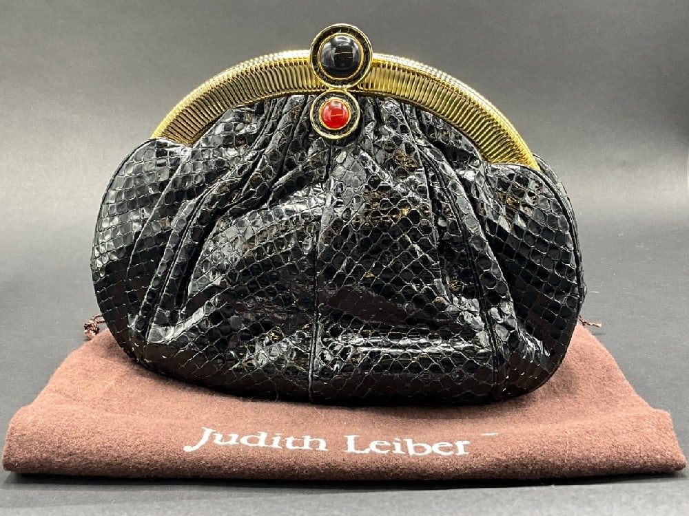 Judith Lieber Snakeskin Purse Black (1 of 7)