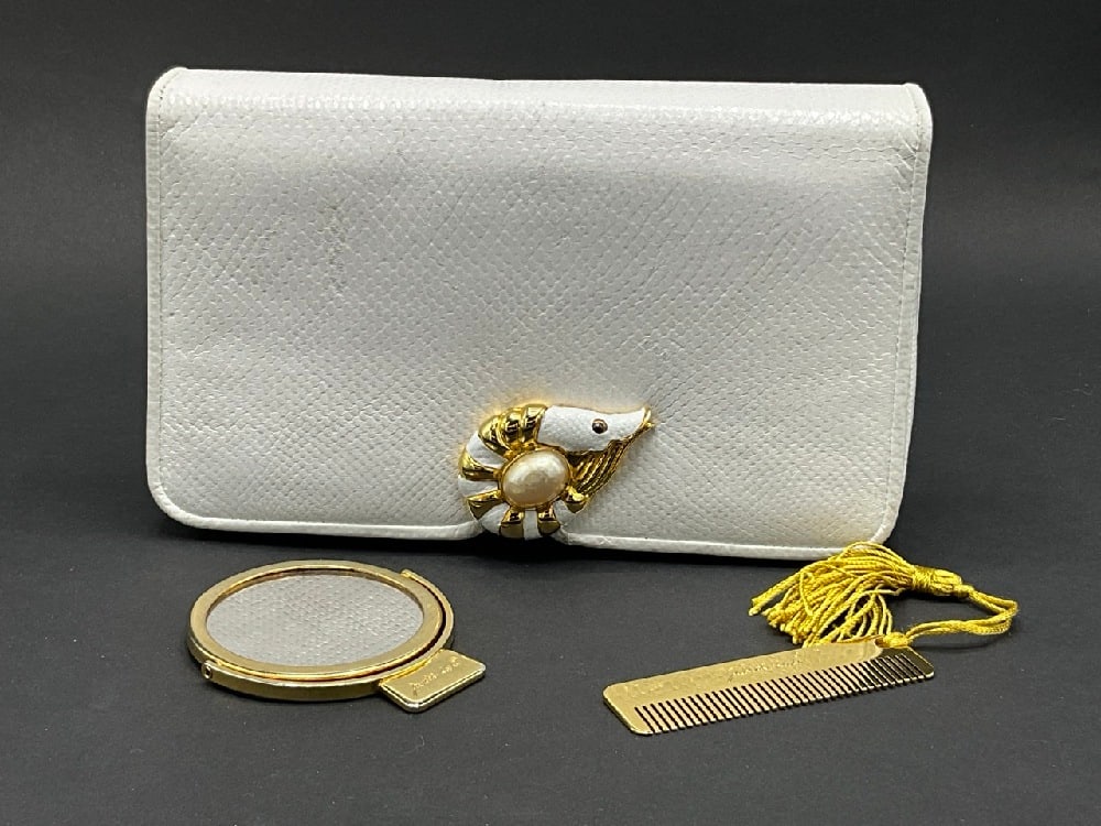 Judith Lieber White Leather Jeweled Purse (1 of 7)