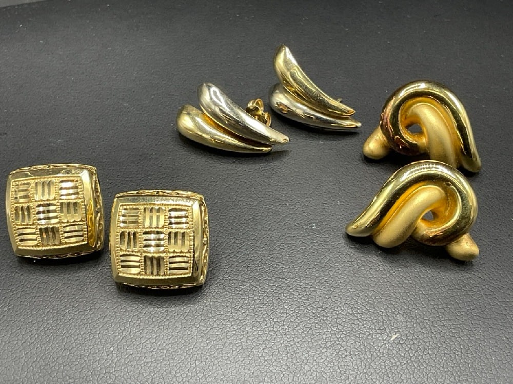 Three (3) Pairs, 14K Yellow Gold Earrings (1 of 5)
