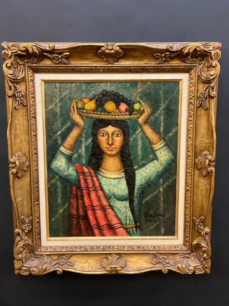 Jose Vidal Gumbau (1907-1989) Paris Portrait Women w/Fruit Painting (1 of 7)