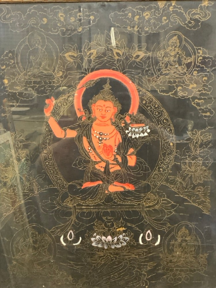 Tibetan Buddhist Thangka Mid 20th Century: Tibetan Buddhist Thangka Mid 20th Century Dimensions: 24 1/2” x 20”