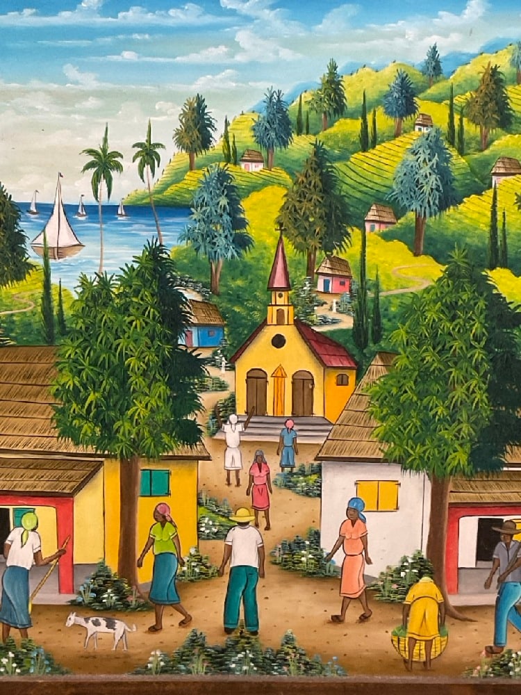 E. Edouard Haitian Oil on Canvas: E. Edouard Haitian Oil on Canvas. Dimensions:23” x 19” and 25” x 21”