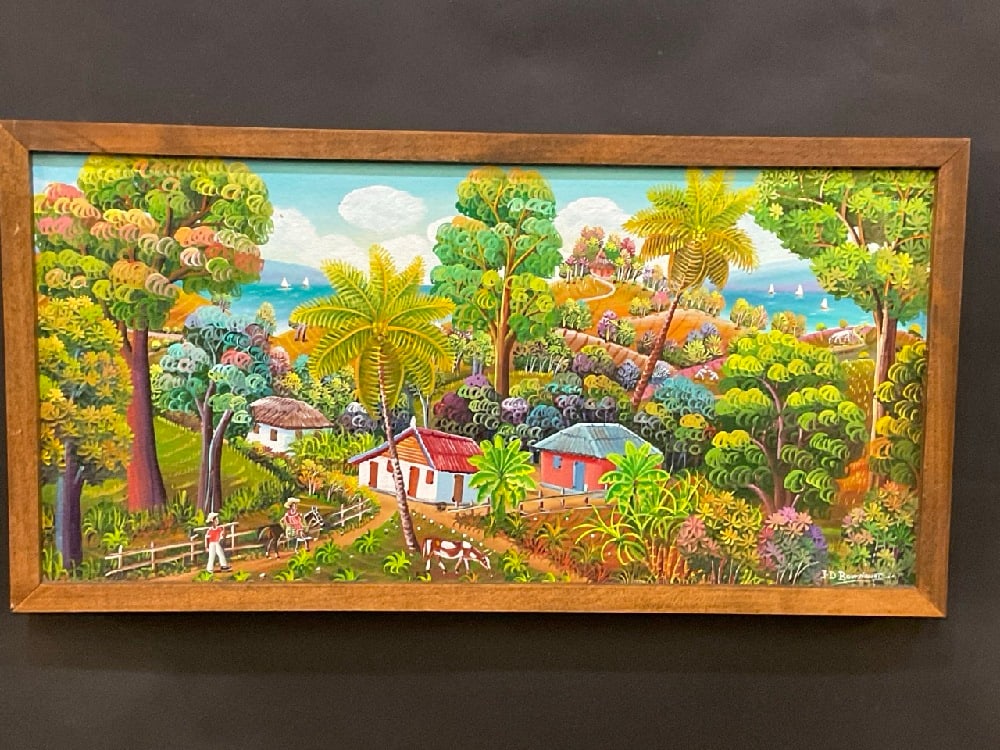 J.D Boursiquats Haitian Art Oil Painting: J.D Boursiquats Haitian Art Oil Painting.Oil on canvas. Dimensions: 11” x 23” and and 13” x 25”