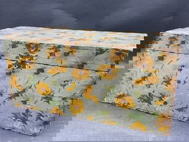 Antique Wall Paper Box With Flowers