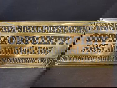 Brass Sign Spanish and Portuguese Jewish Orphan Society