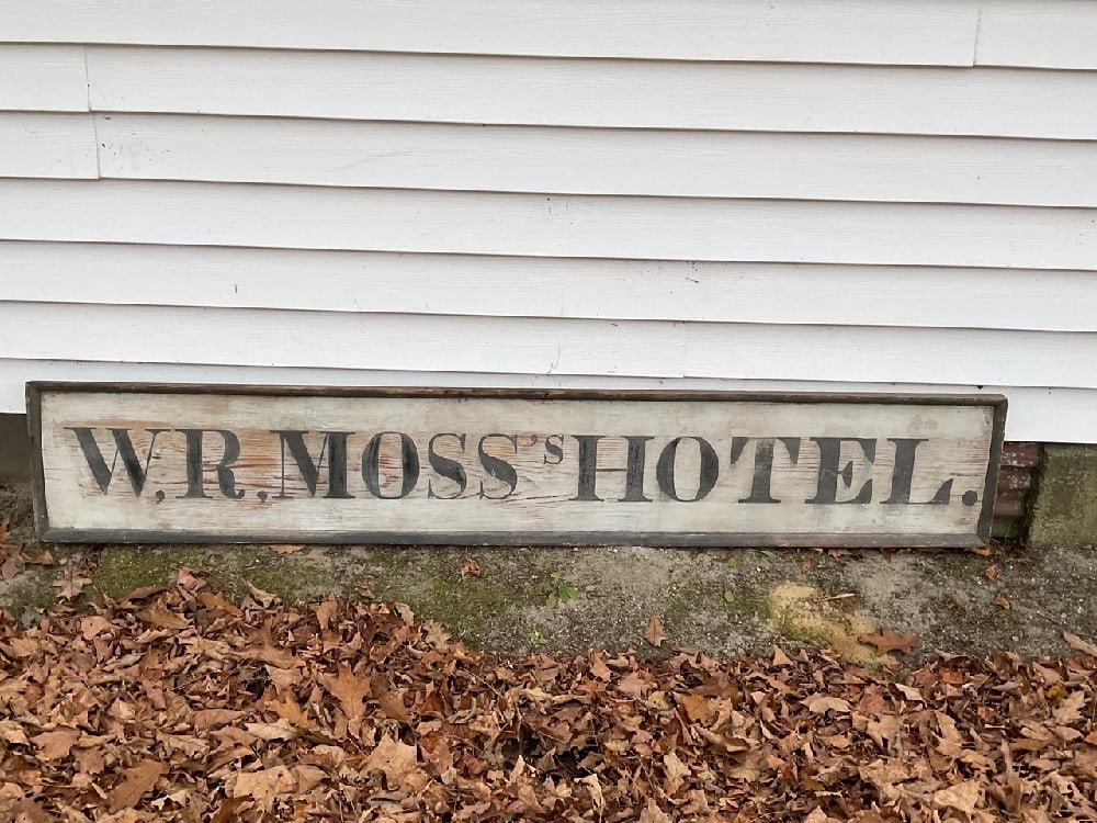 Antique Wood "W.R. Moss Hotel" Building Front Sign (1 of 7)