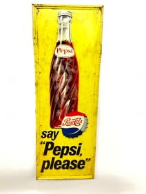 Vintage Metal "Say Pepsi Please" Advertising Soda Sign