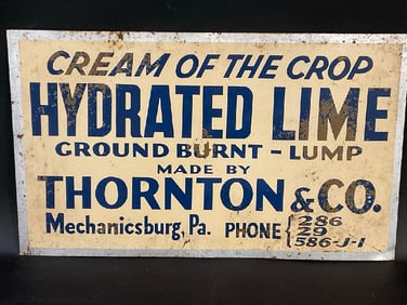 Vintage Pennsylvania Farm Sign "Cream of The Crop Hydrated Lime" Metal Sign