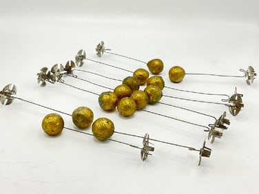 Thirteen (13) Weighted Antique Christmas Tree Candleholders