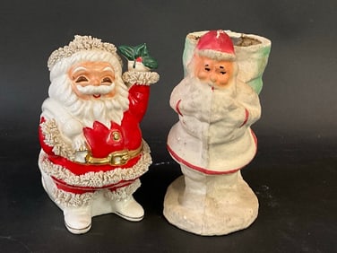 Vintage Carboard Santa Candy Container and Spaghetti Santa