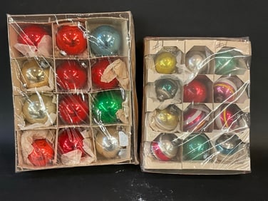 Two (2) Boxes  Vintage Glass Christmas Ornaments