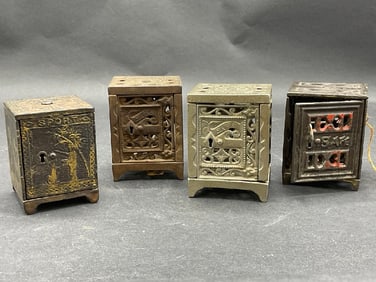 Four (4) 19th C Cast Iron Still Banks