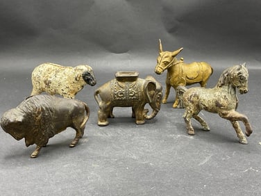 Five (5) Antique Figural Still Banks