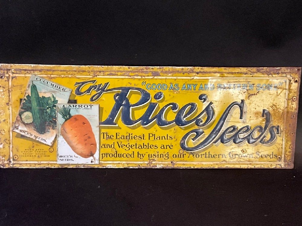 1909 Rice’s Seeds Metal Advertising Store Sign (1 of 5)