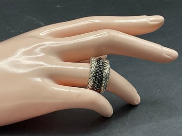 Charles Krypell 14K and 925 Black Diamond Ring