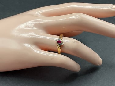 10K Yellow Gold Ruby and Diamond Ring