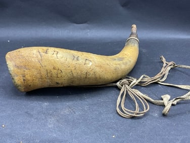 19th Century Scrimshaw Powder Horn