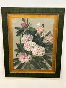 19th c. Oil on Board Still Life Study of Rhododendrons