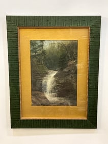 Local Oil on Board Waterfall in Landscape, Cragsmoor Estate