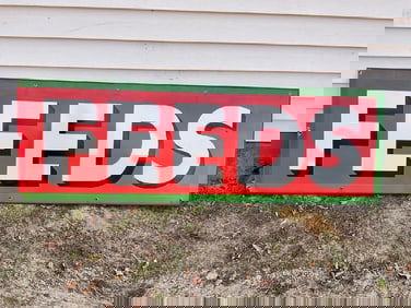 Vintage "Feeds" Advertising Store Front Metal Enamel Sign