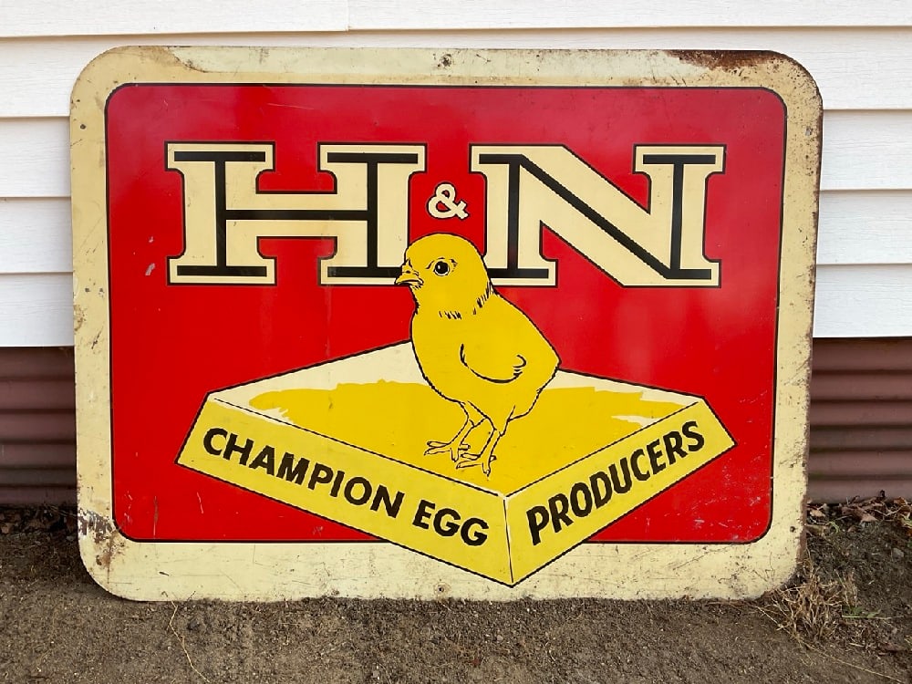 Vintage H&N Champion Egg Producers Enamel Advertising Sign (1 of 6)